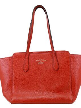 Gucci  Swing Small Pebbled Leather Tote Bag Red 354408